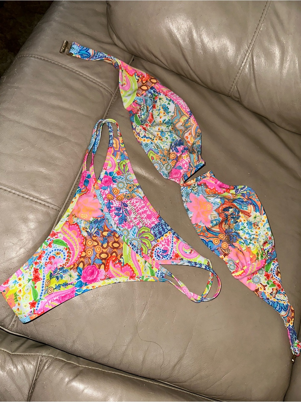 Kulani Kinis Dreamscape Multicolor Paisley Print Bikini - Bright Neon Mix